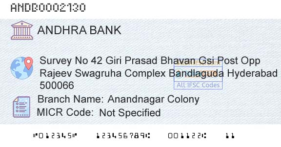 Andhra Bank Anandnagar ColonyBranch 