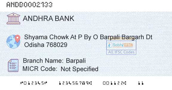 Andhra Bank BarpaliBranch 