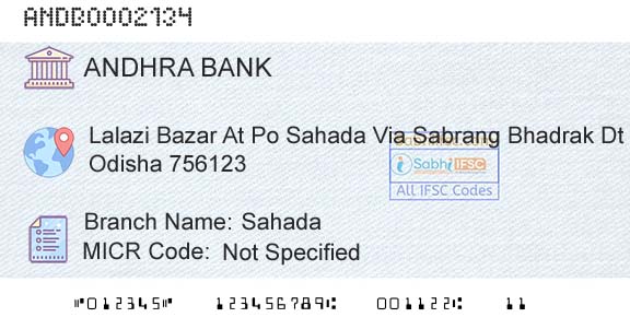Andhra Bank SahadaBranch 