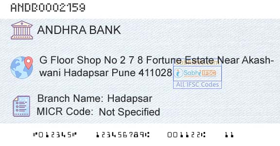 Andhra Bank HadapsarBranch 