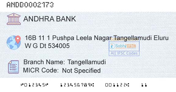 Andhra Bank TangellamudiBranch 
