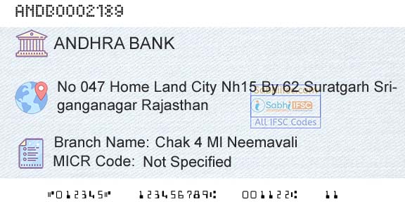 Andhra Bank Chak 4 Ml NeemavaliBranch 