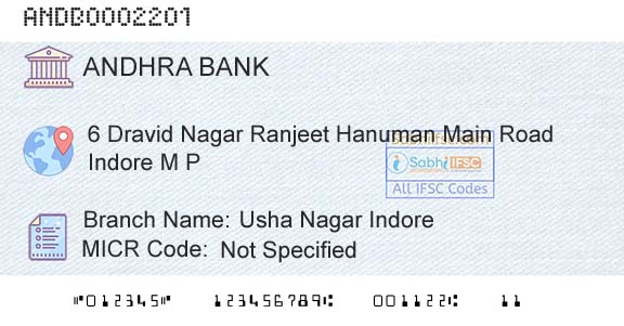 Andhra Bank Usha Nagar IndoreBranch 