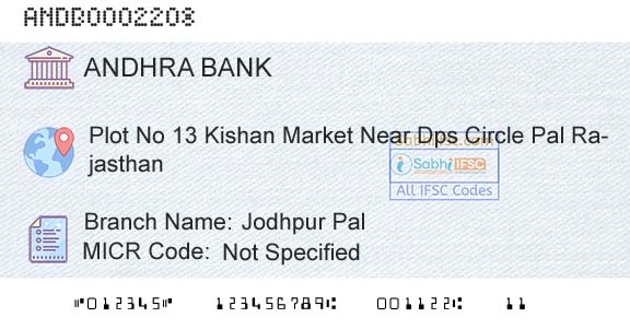 Andhra Bank Jodhpur PalBranch 