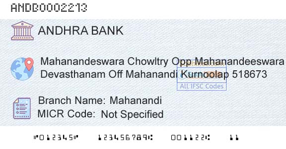 Andhra Bank MahanandiBranch 
