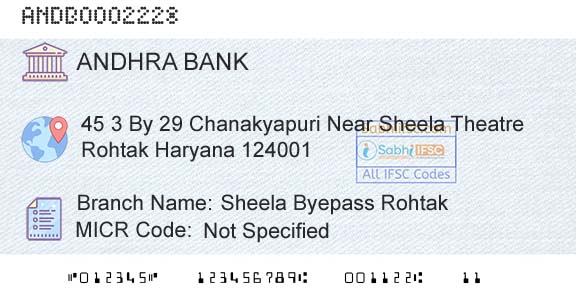 Andhra Bank Sheela Byepass RohtakBranch 