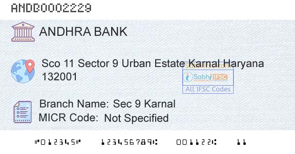 Andhra Bank Sec 9 KarnalBranch 