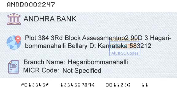 Andhra Bank HagaribommanahalliBranch 
