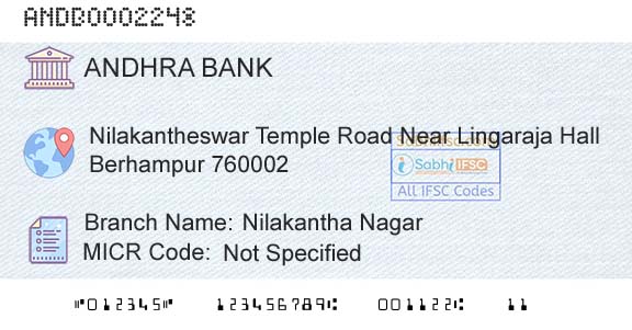 Andhra Bank Nilakantha NagarBranch 