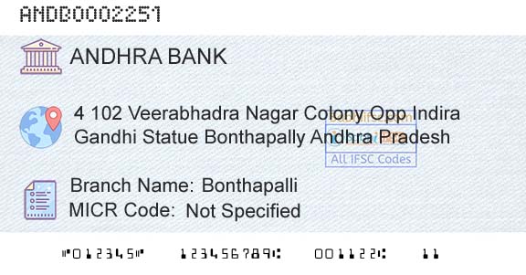 Andhra Bank BonthapalliBranch 