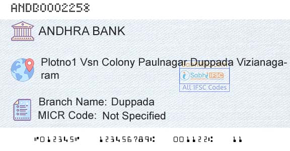 Andhra Bank DuppadaBranch 