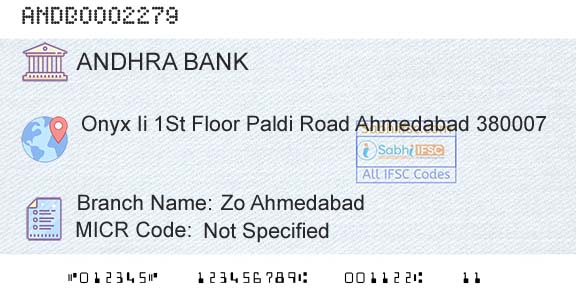 Andhra Bank Zo AhmedabadBranch 