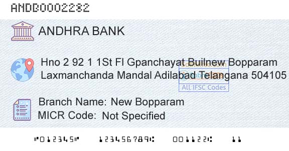 Andhra Bank New BopparamBranch 