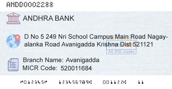 Andhra Bank AvanigaddaBranch 