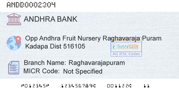 Andhra Bank RaghavarajapuramBranch 
