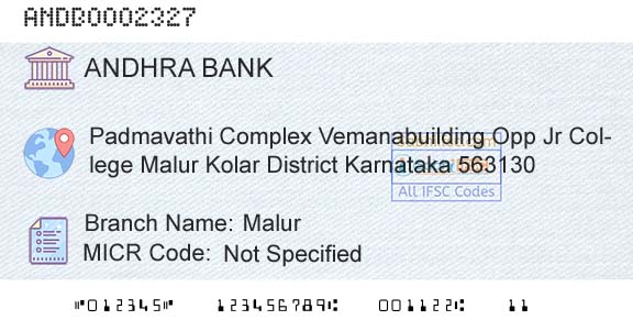 Andhra Bank MalurBranch 