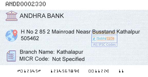 Andhra Bank KathalapurBranch 