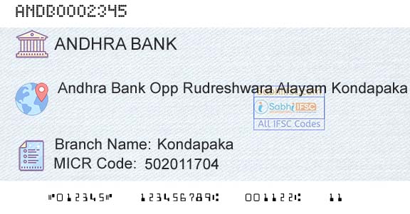 Andhra Bank KondapakaBranch 