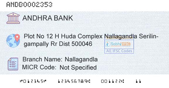 Andhra Bank NallagandlaBranch 