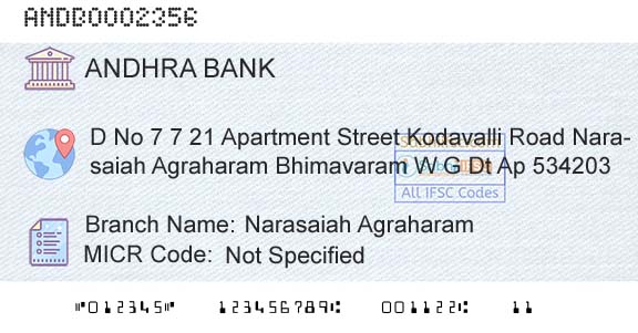 Andhra Bank Narasaiah AgraharamBranch 