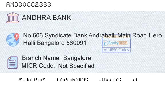 Andhra Bank BangaloreBranch 