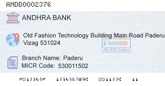 Andhra Bank PaderuBranch 