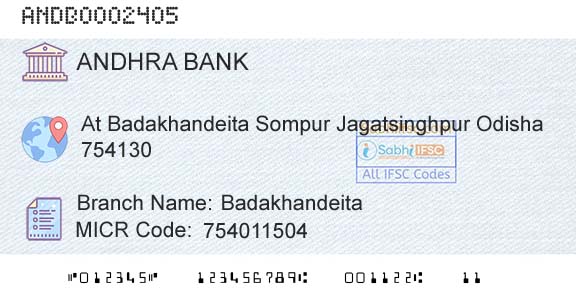 Andhra Bank BadakhandeitaBranch 