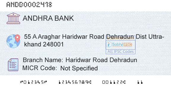 Andhra Bank Haridwar Road DehradunBranch 