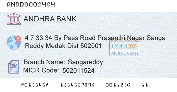 Andhra Bank SangareddyBranch 