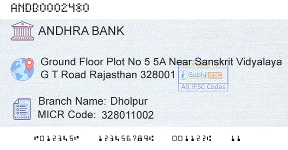 Andhra Bank DholpurBranch 