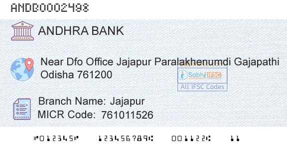 Andhra Bank JajapurBranch 