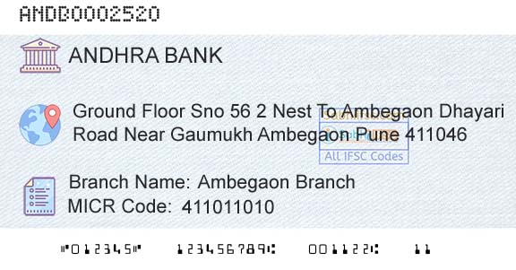 Andhra Bank Ambegaon BranchBranch 
