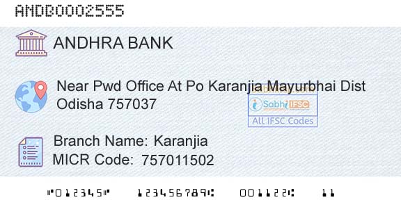 Andhra Bank KaranjiaBranch 