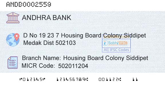 Andhra Bank Housing Board Colony SiddipetBranch 