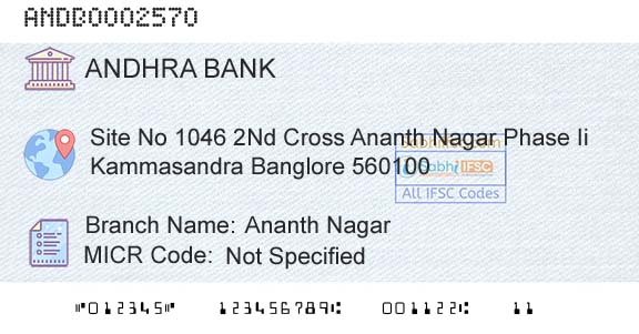 Andhra Bank Ananth NagarBranch 