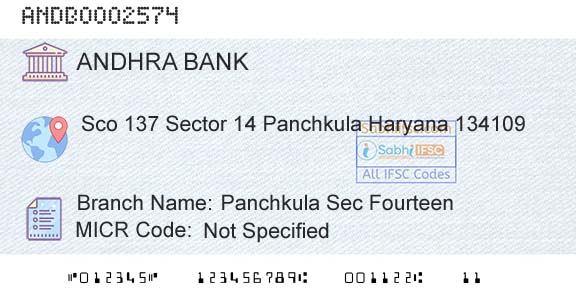 Andhra Bank Panchkula Sec FourteenBranch 