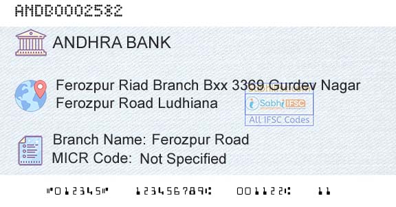 Andhra Bank Ferozpur RoadBranch 
