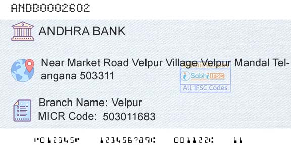 Andhra Bank VelpurBranch 