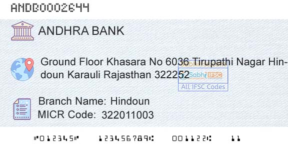 Andhra Bank HindounBranch 