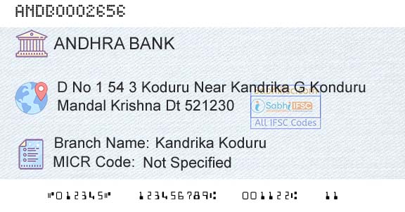 Andhra Bank Kandrika KoduruBranch 