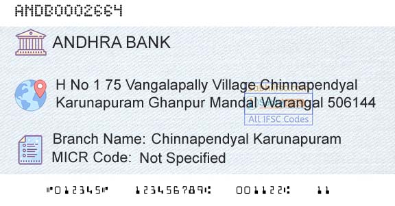 Andhra Bank Chinnapendyal KarunapuramBranch 
