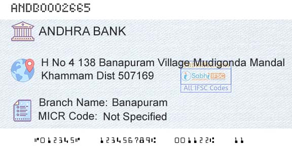 Andhra Bank BanapuramBranch 