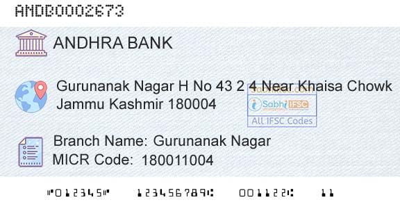 Andhra Bank Gurunanak NagarBranch 