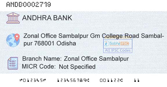 Andhra Bank Zonal Office SambalpurBranch 