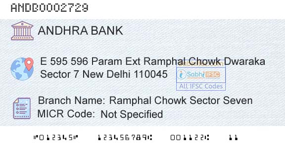 Andhra Bank Ramphal Chowk Sector SevenBranch 