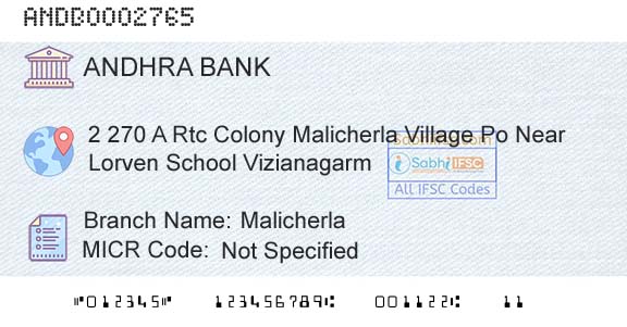 Andhra Bank MalicherlaBranch 