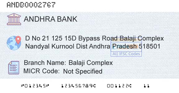 Andhra Bank Balaji ComplexBranch 