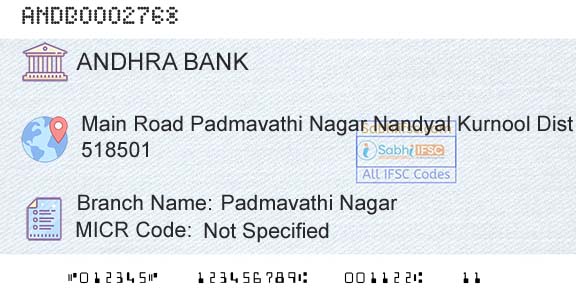 Andhra Bank Padmavathi NagarBranch 