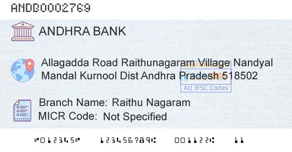 Andhra Bank Raithu NagaramBranch 