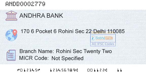 Andhra Bank Rohini Sec Twenty TwoBranch 